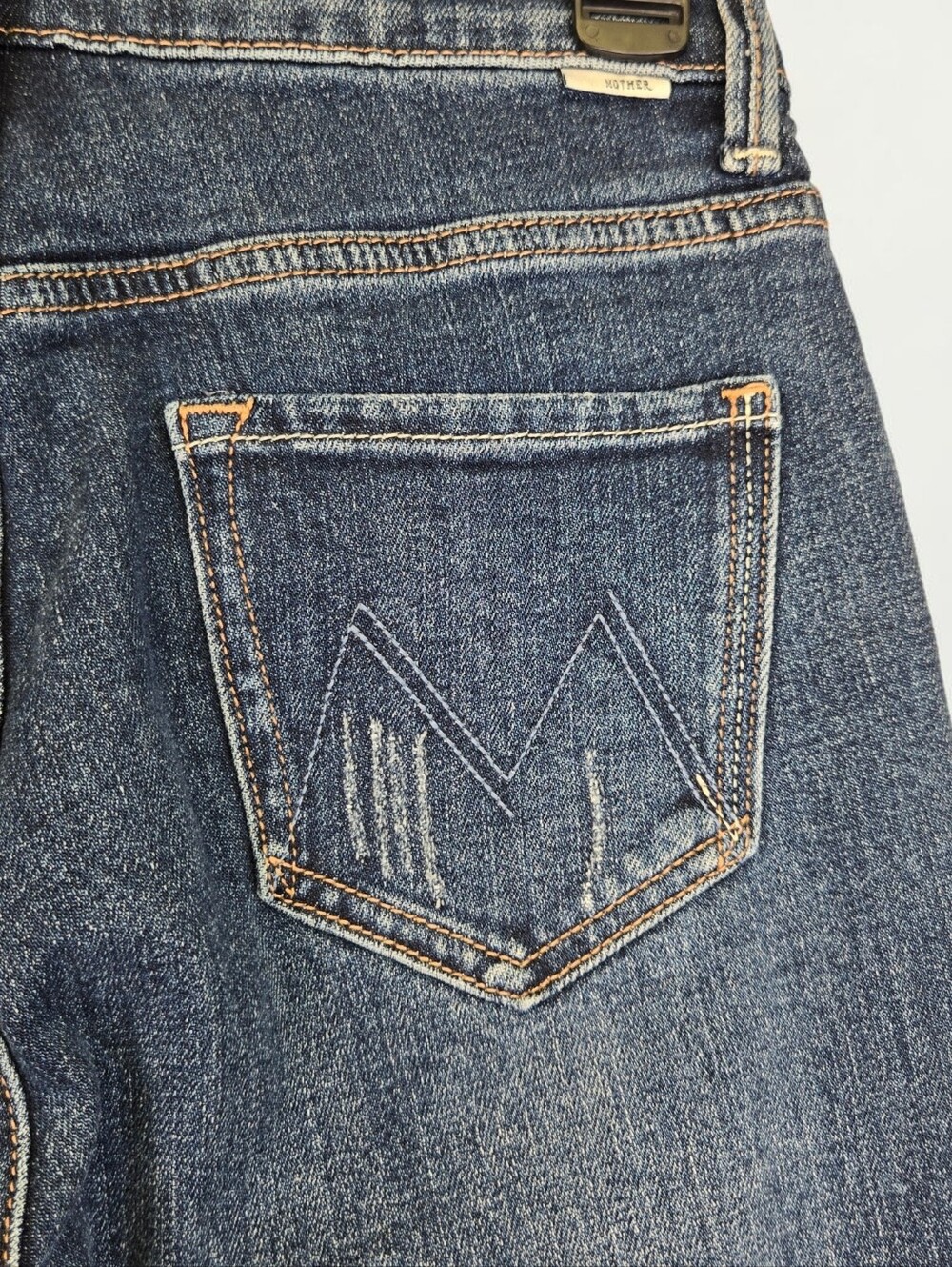 Mother The Dazzler Shift Jean Size 27 Dark Blue Denim Straight Leg Mid-rise - Picture 11 of 13
